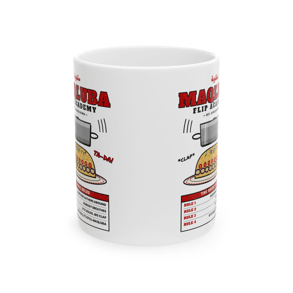 Maqluba Flip Academy mug by Wallah Wear, view 1