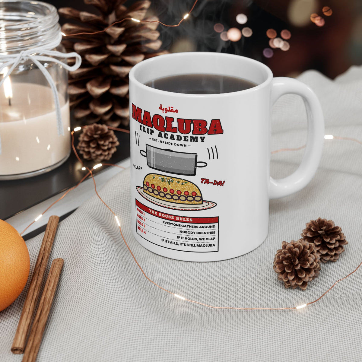 Maqluba Flip Academy mug by Wallah Wear, view 5