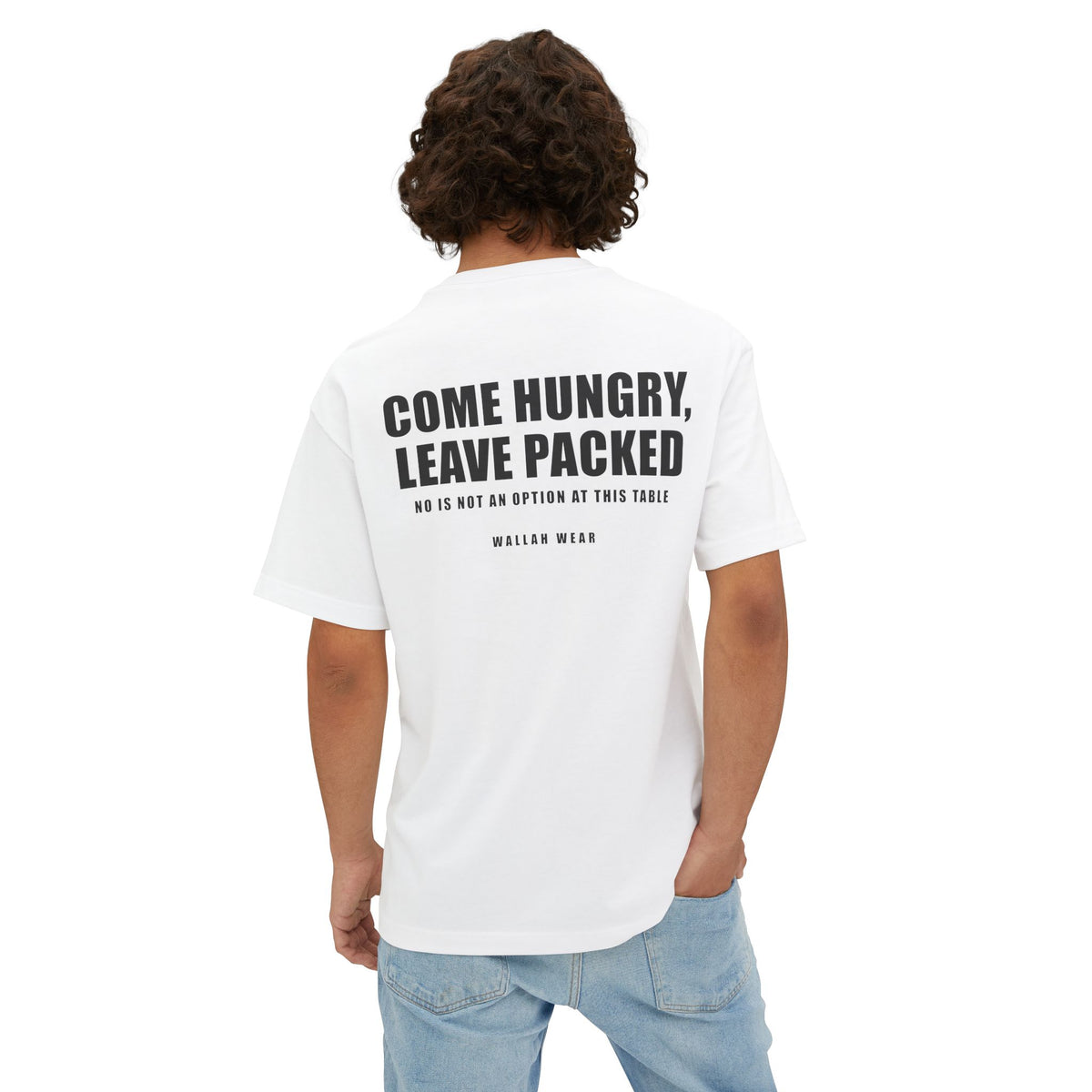 Come Hungry, Leave Packed Funny Arab Oversized Tee | Wallah Wear