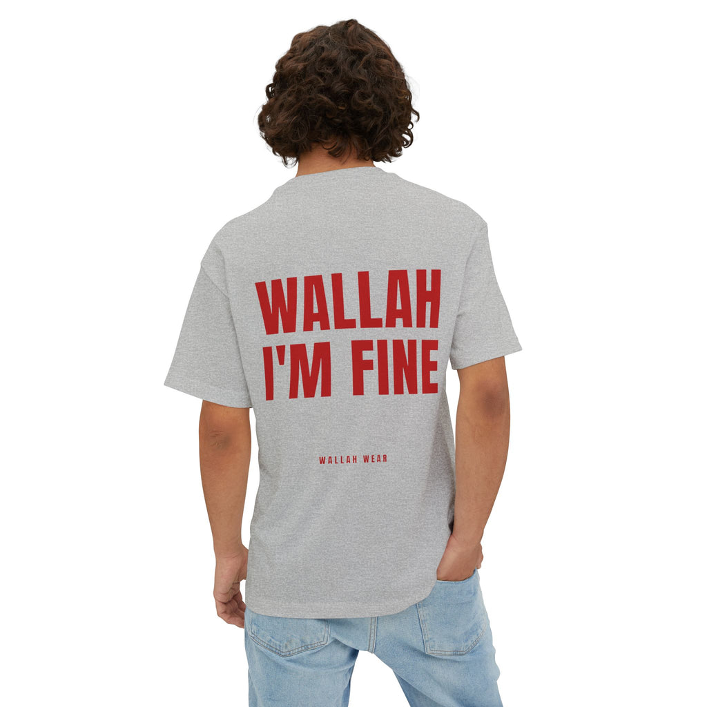Wallah I'm Fine oversized tee with red back print and chest logo