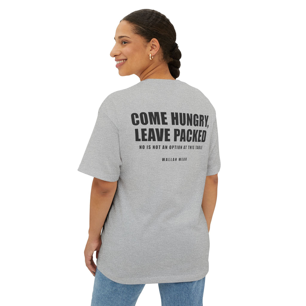 Come Hungry, Leave Packed Funny Arab Oversized Tee | Wallah Wear