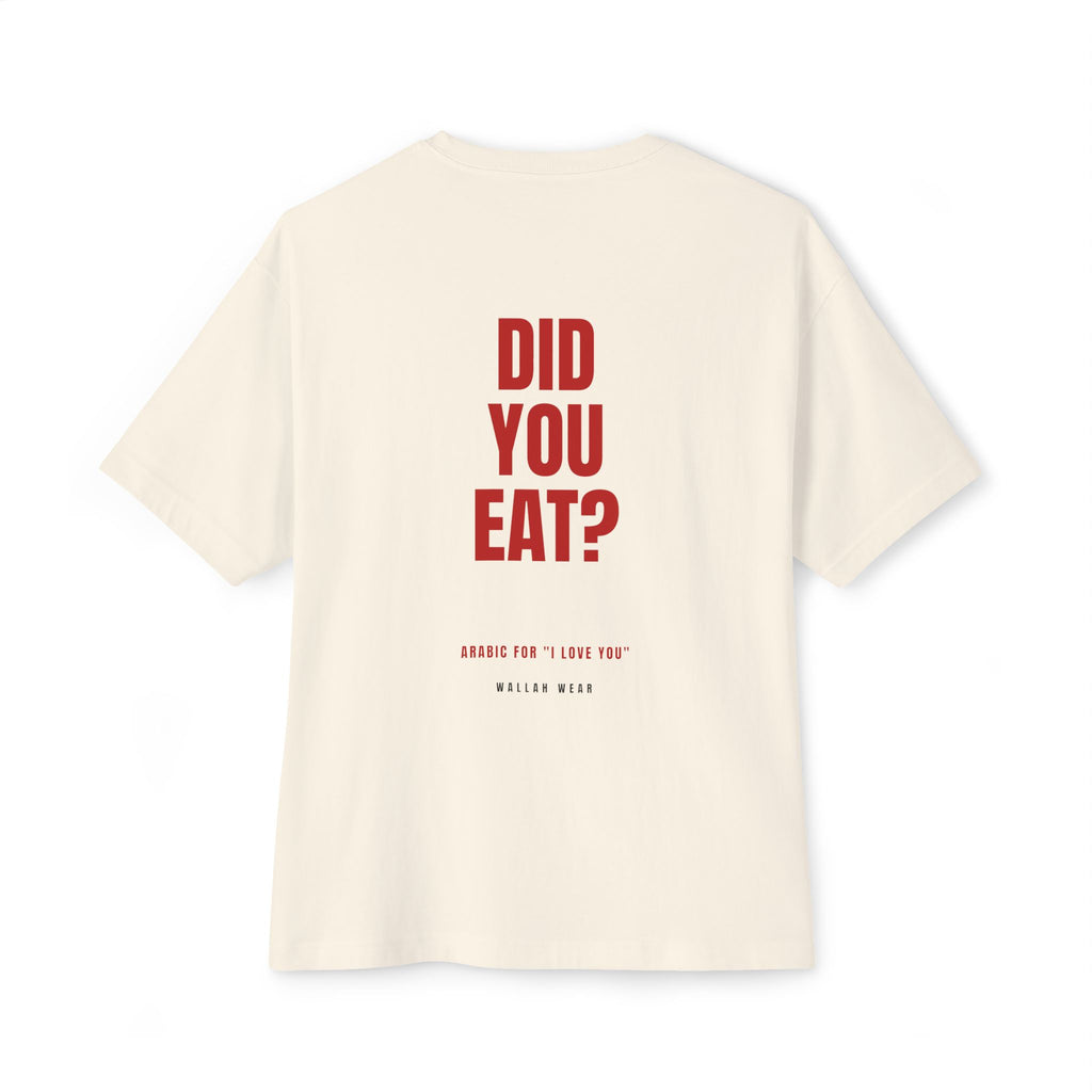 Did You Eat? oversized tee in natural, back view