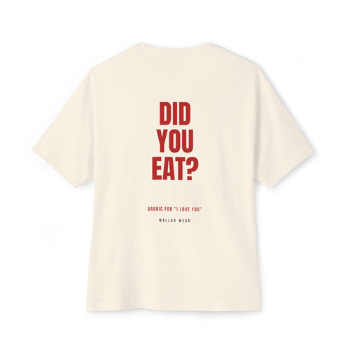 Did You Eat? oversized tee in natural, back view