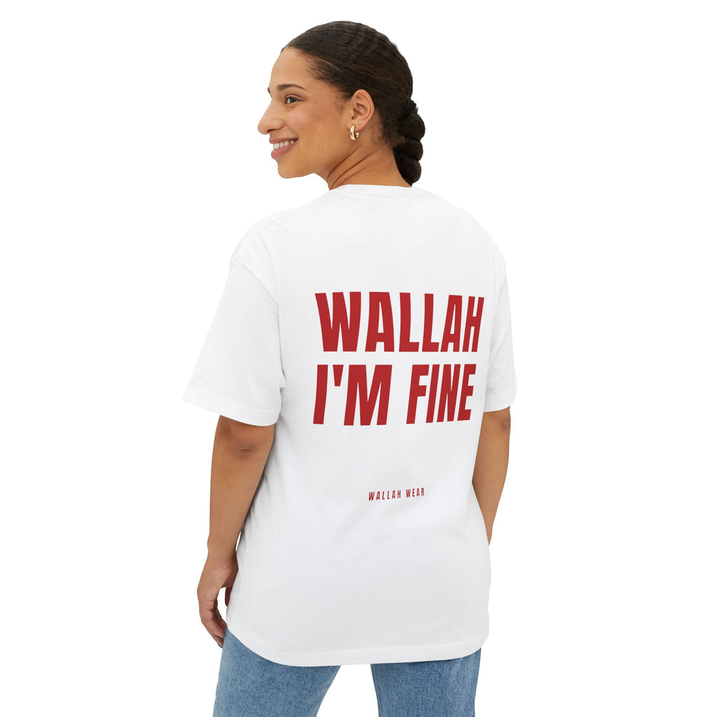 Wallah I'm Fine oversized tee with red back print and chest logo