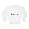 "Teta's Favorite" kids crewneck sweatshirt in white with red script print