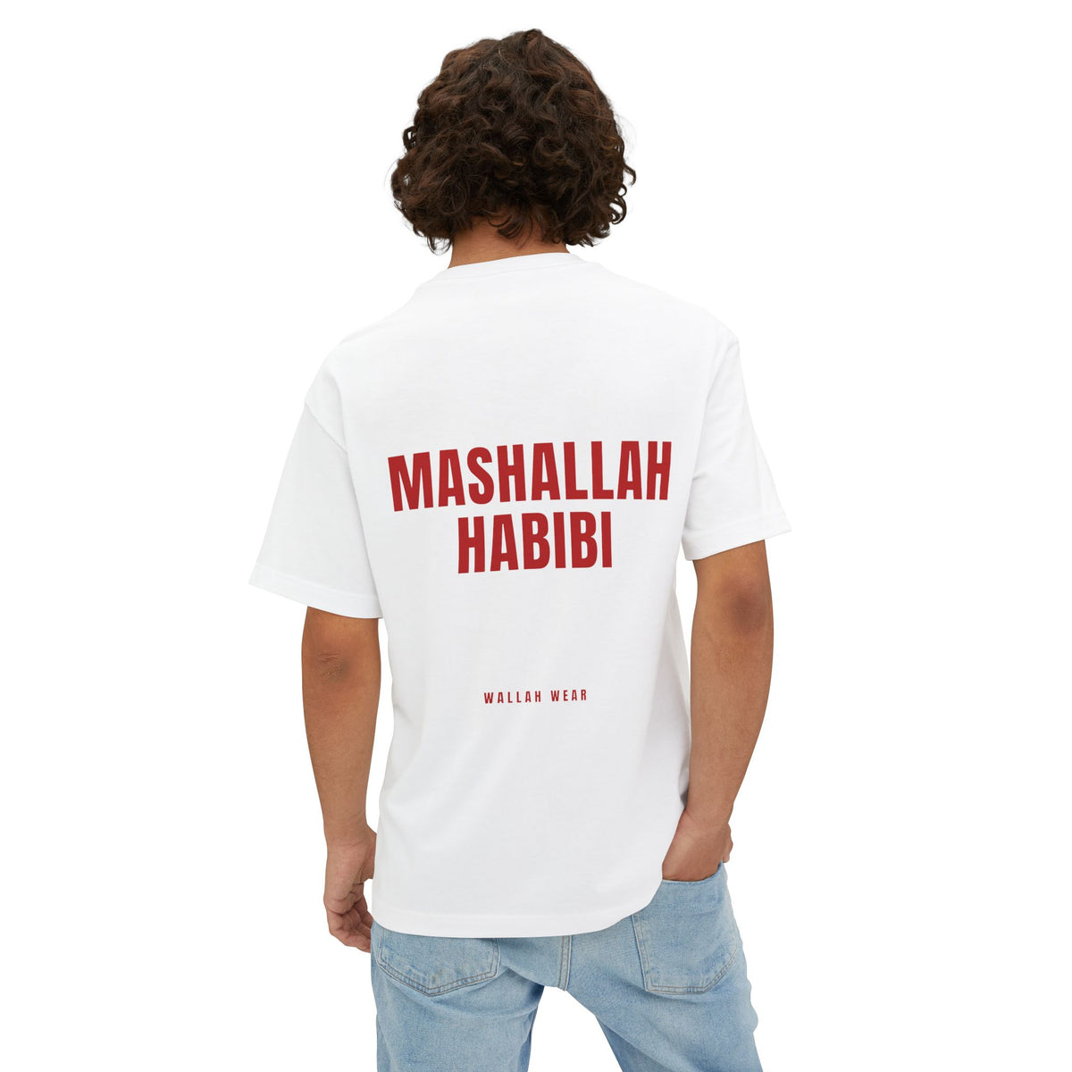 Mashallah, Habibi oversized tee with red back print and chest logo