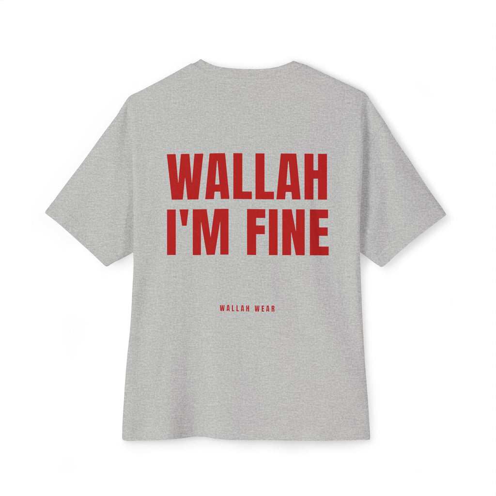 Wallah I'm Fine oversized tee with red back print and chest logo