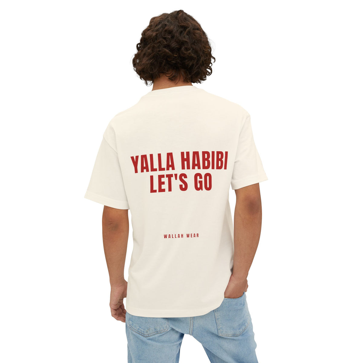 Yalla Habibi, Let's Go oversized tee with red back print and chest logo
