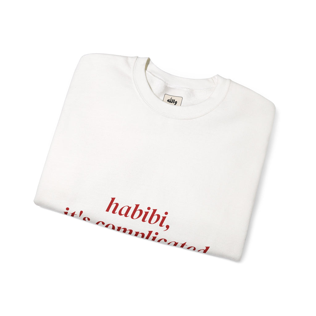 Habibi, It's Complicated crewneck sweatshirt lifestyle photo