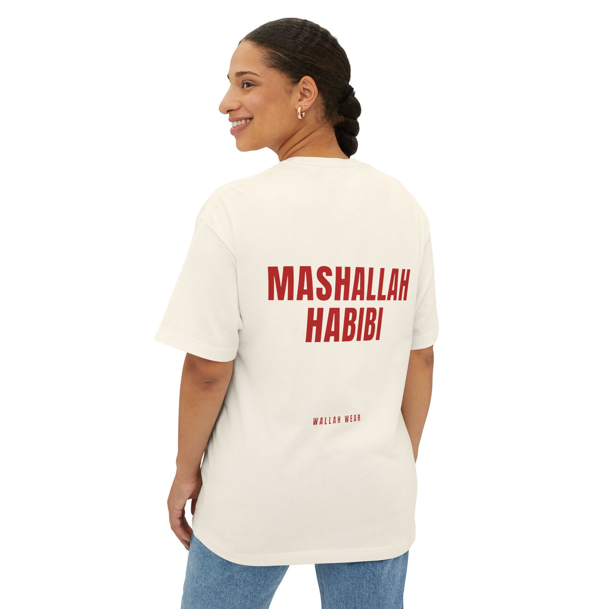 Mashallah, Habibi oversized tee with red back print and chest logo