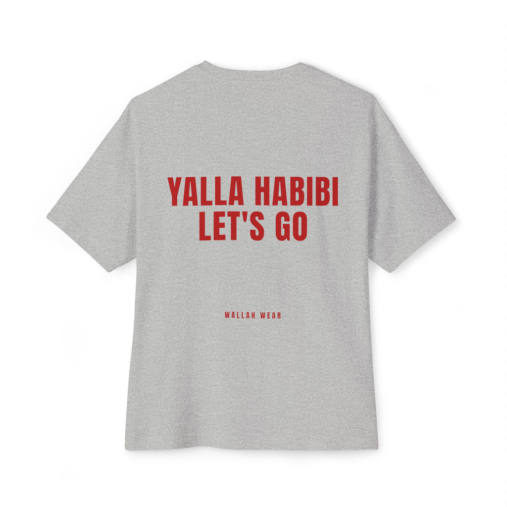 Yalla Habibi, Let's Go oversized tee with red back print and chest logo