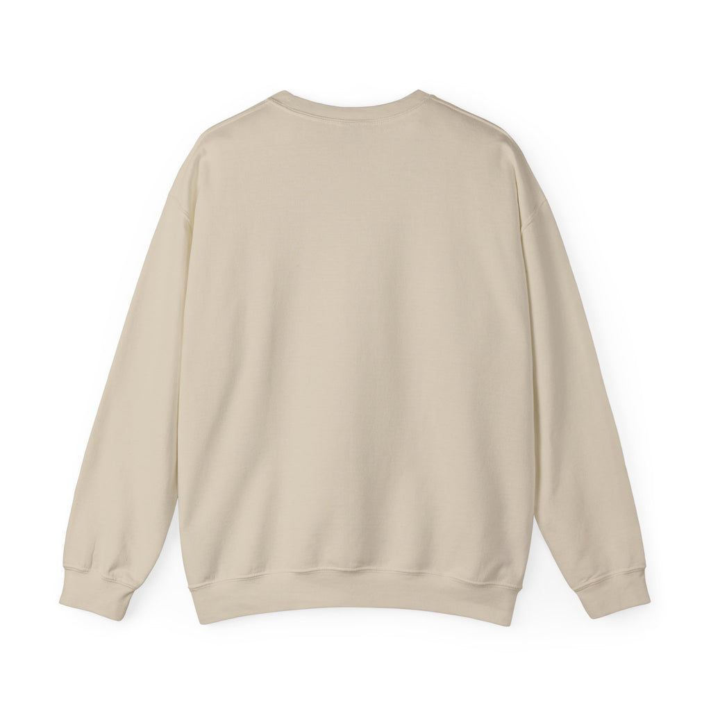 Person wearing the Habibi, It's Complicated crewneck sweatshirt, front