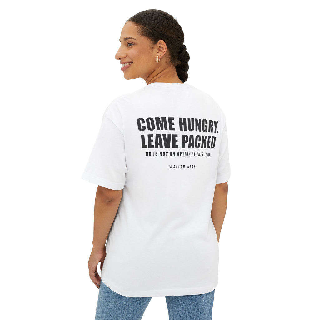 Come Hungry, Leave Packed Funny Arab Oversized Tee | Wallah Wear