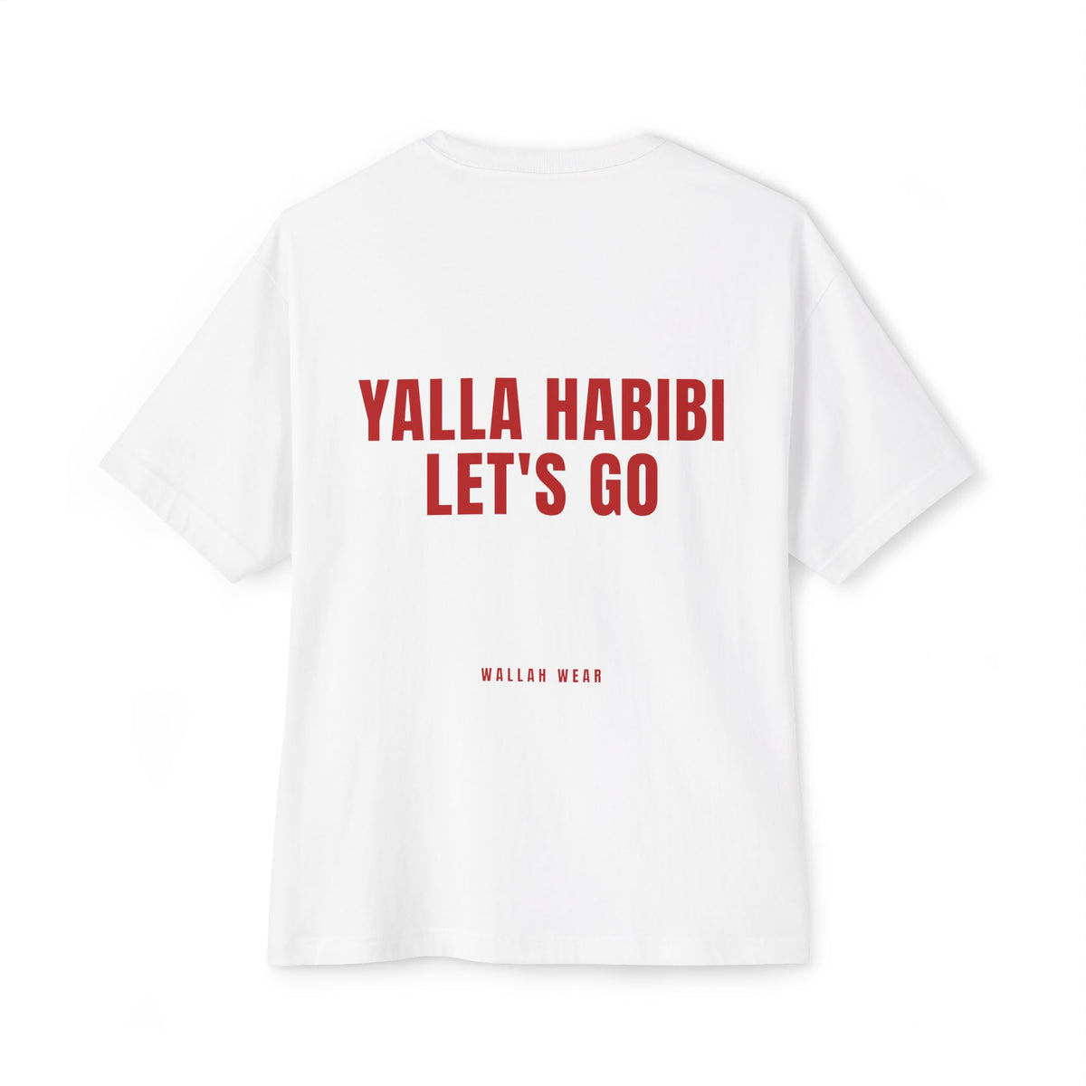 Yalla Habibi, Let's Go oversized tee with red back print and chest logo