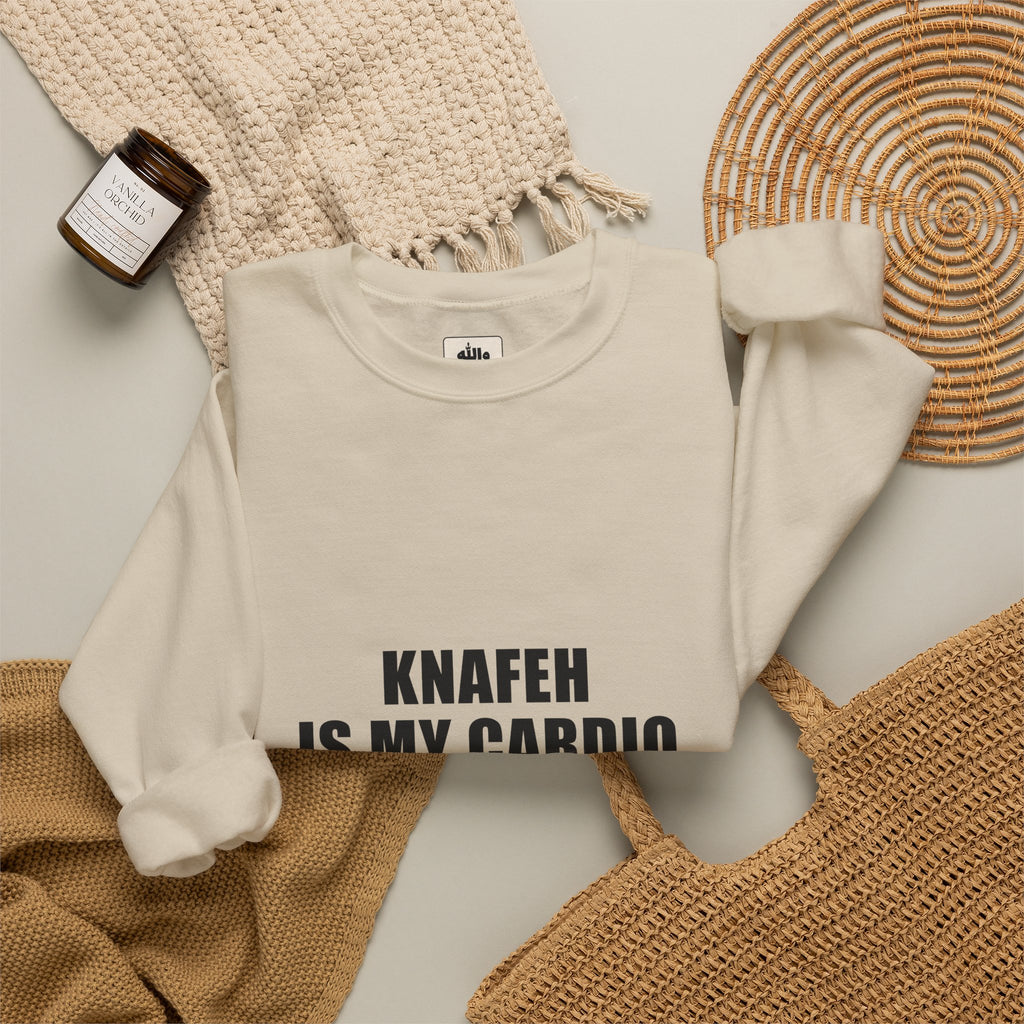 Knafeh Is My Cardio Funny Arab Food Crewneck | Wallah Wear