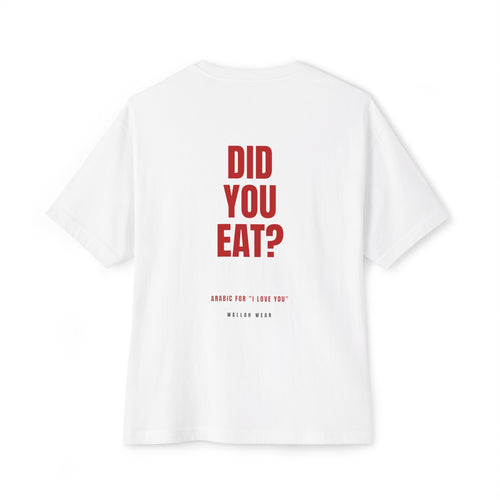Back view of the Did You Eat? oversized tee with red back print