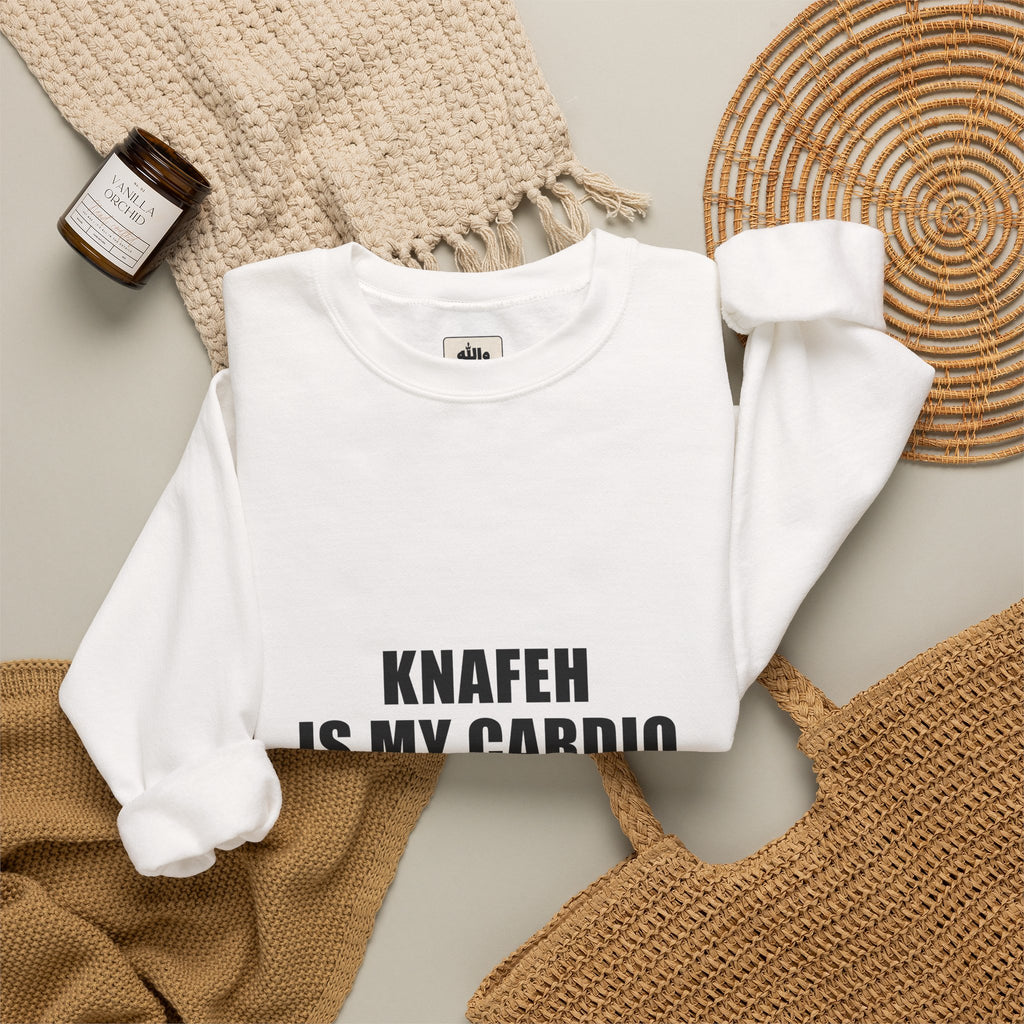 Knafeh Is My Cardio Funny Arab Food Crewneck | Wallah Wear