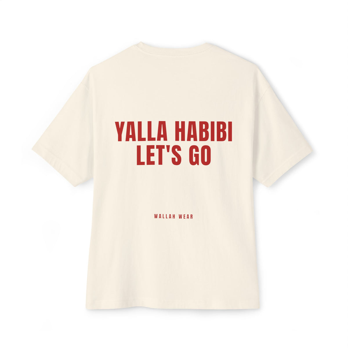 Yalla Habibi, Let's Go oversized tee with red back print and chest logo