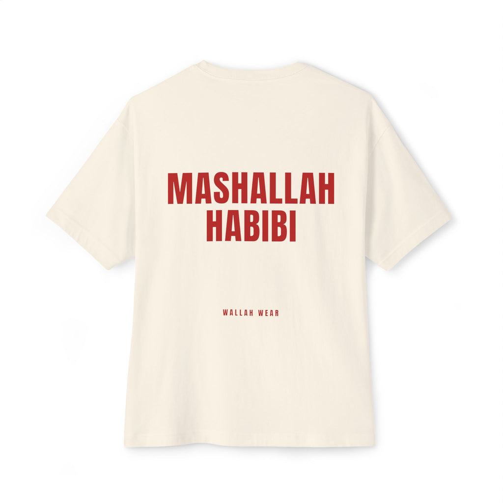 Mashallah, Habibi oversized tee with red back print and chest logo