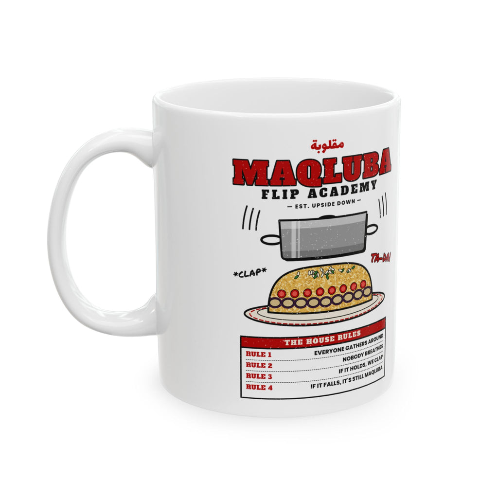 Maqluba Flip Academy mug by Wallah Wear, view 3