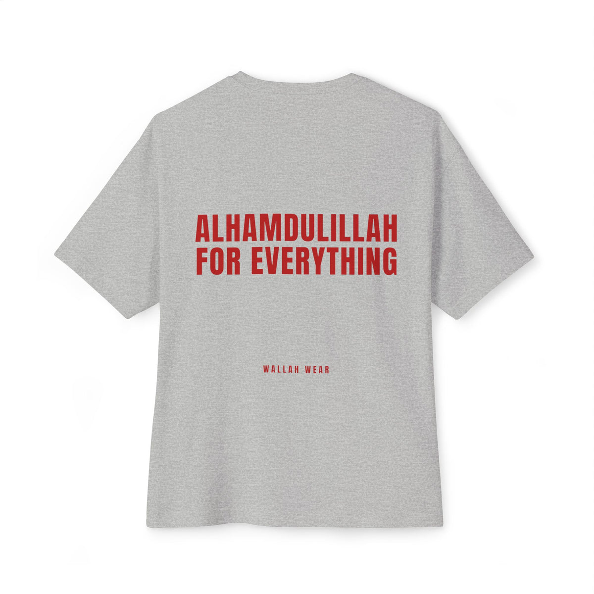 Alhamdulillah for Everything oversized tee with red back print and chest logo