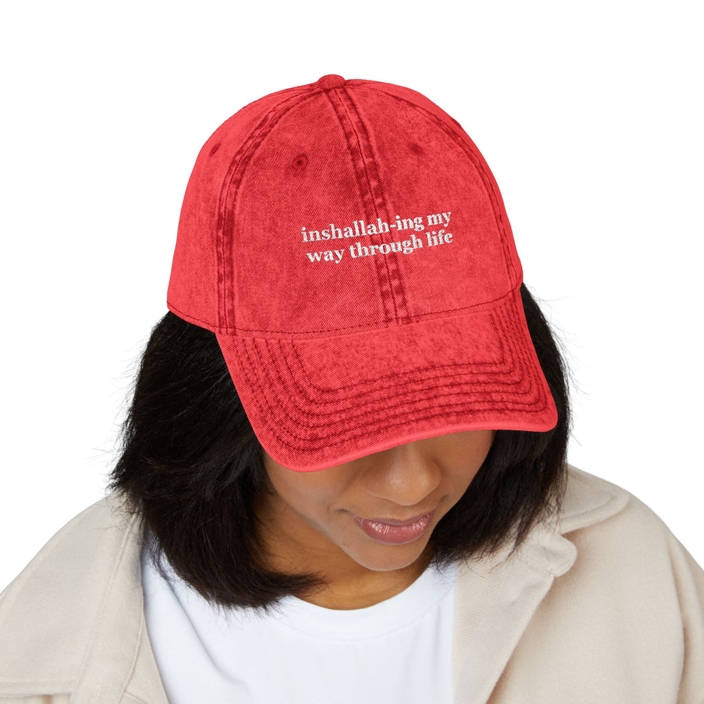 Inshallah-ing My Way Through Life Embroidered Vintage Dad Hat