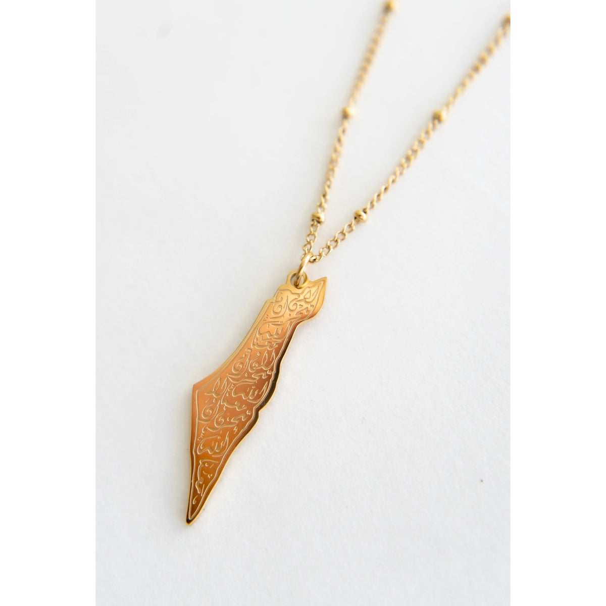 Gold Palestine map necklace, Mena Jewelry